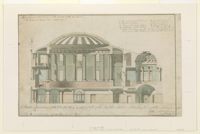 Sektion av US Capitol South Wing, 1803 (penna och bläck med tvätt på papper) av Benjamin Henry Latrobe