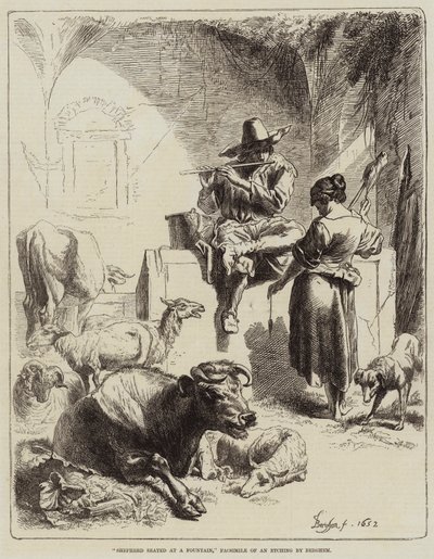 Herde som sitter vid en fontän av Benjamin Herring