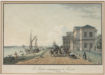 Utsikt över Tauridepalatset - Benjamin Paterssen (1748-1815). Etsning, akvarell, före 1806. Statens museum för Sankt Petersburgs historia av Benjamin Patersson
