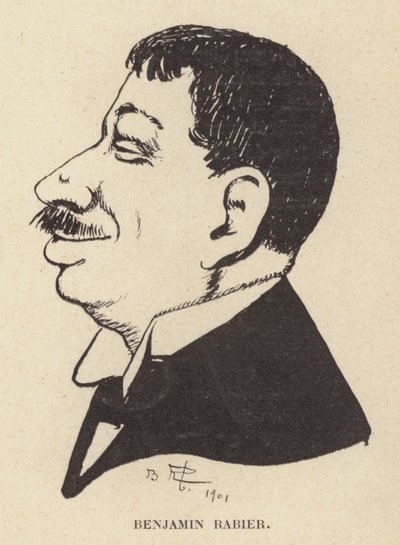 Karikatyrsjälvporträtt av den franske serietecknaren och illustratören Benjamin Rabier (litho) av Benjamin Rabier