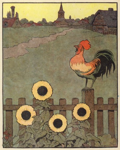 Illustration för Chantecler av Benjamin Rabier (färg litho) av Benjamin Rabier