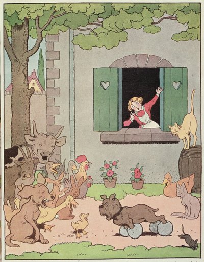 Gårdsgårdsdjuren gläds åt Grognards obehag, illustration för 
