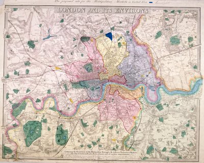 Allmän karta över London, 1847 av Benjamin Rees Davies