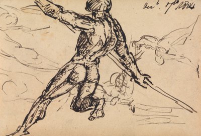 Figurstudier av en naken hane med spjut av Benjamin Robert Haydon