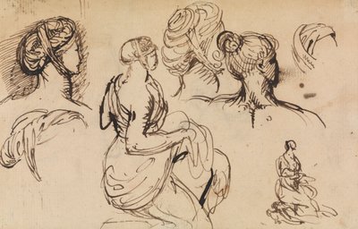 Figurstudie av kvinnor och deras frisyrer av Benjamin Robert Haydon