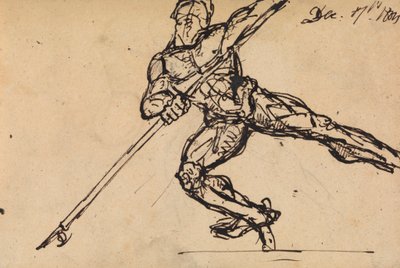 Figurstudie av en naken hane med ett spjut av Benjamin Robert Haydon