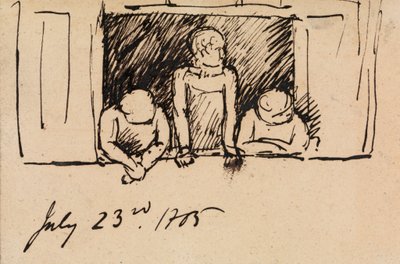 Studie av tre figurer, lutad mot en fönsterbräda av Benjamin Robert Haydon