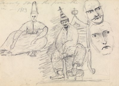 Studie av två sittande män i deras traditionella dräkt av Benjamin Robert Haydon