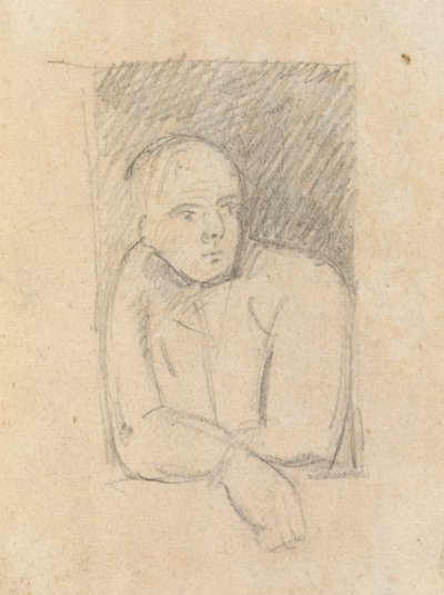 Studie av en figur som lutar sig ut genom ett fönster av Benjamin Robert Haydon