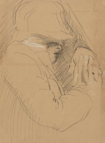 Studie av en sovande man, med hatt och knäppta händer av Benjamin Robert Haydon