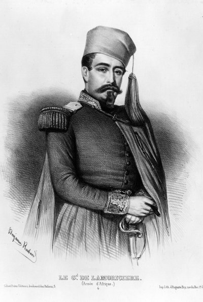 Porträtt av Louis Juchault de Lamoriciere (1806-1865), fransk general (teckning) av Benjamin Roubaud