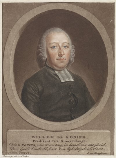 Porträtt av pastor Willem de Koning av Benjamin Samuel Bolomey