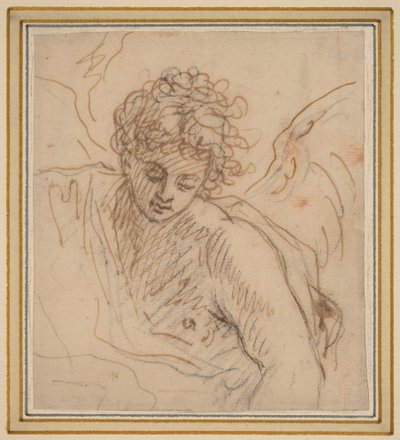 An Angel (penna och brunt bläck över svart krita på liggande papper) av Benjamin West
