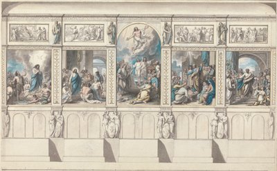 Design för en vägg i kapellet av uppenbarad religion av Benjamin West