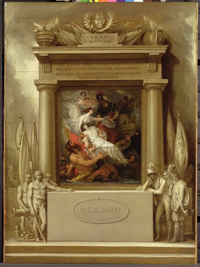 Projekt för ett monument, "The Apotheosis of Nelson" av Benjamin West