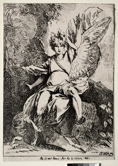 Exemplar av polyautografi: Ängeln vid Kristi grav av Benjamin West