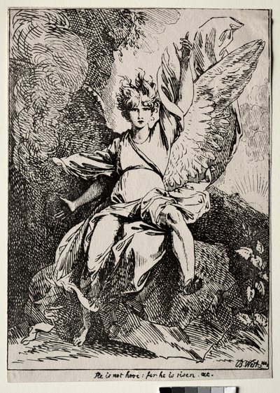 Exemplar av polyautografi: Ängeln vid Kristi grav, 1801. av Benjamin West