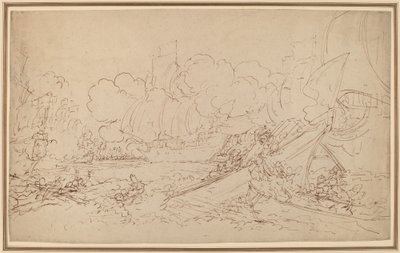 Studie för Slaget vid La Hogue [recto] av Benjamin West