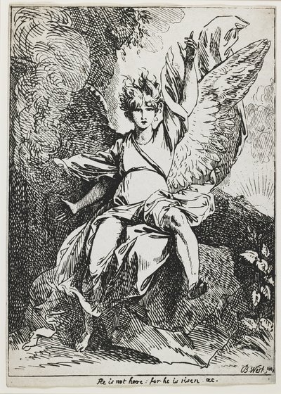Uppståndelsens ängel, från "Exemplar av polyautografi" av Benjamin West