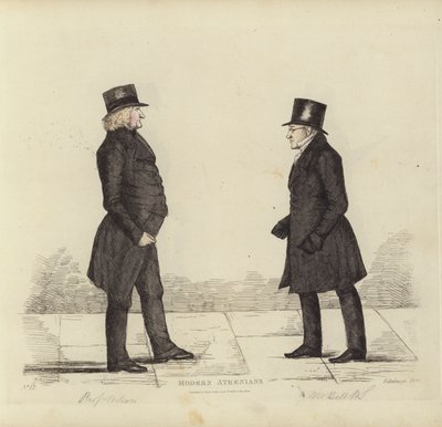 Eminenta Edinburghians, aka Modern Athenians, John Wilson, Esq, professor i moralfilosofi, George Joseph Bell, Esq, professor i skotsk lag (färgad gravyr) av Benjamin William Crombie