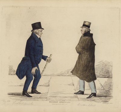 Eminenta Edinburghians, aka Modern Athenians, Generallöjtnant George R Ainslie, Bindon Blood, Esq, of Cranacher (färgad gravyr) av Benjamin William Crombie