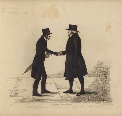 Eminenta Edinburghians, aka Modern Athenians, Rev John Hunter, MA, från Tron Church, Rev Dr Brunton, hans kollega, professor i hebreiska, etc (färgad gravyr) av Benjamin William Crombie