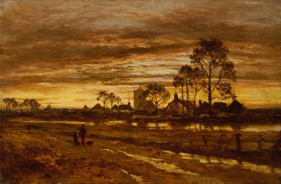 En höstkväll efter regn (olja på duk) av Benjamin Williams Leader