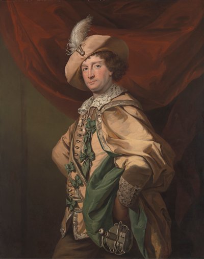 Henry Woodward som Petruchio i Catherine and Petruchio, en version av Garrick av "The Taming of the Shrew" av Benjamin van der Gucht