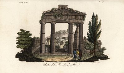 Ruinerna av porten till Athena Archegetis, vid Roman Agora eller Forum Romanum, Aten, Grekland av Bennardoni Bennardoni