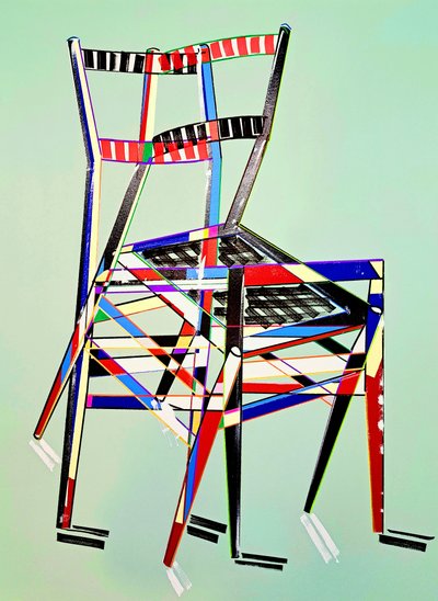 Chaise - superleggera, efter Gio Ponti, 2016 (olja på linneduk) av Benoit Erwann Boucherot