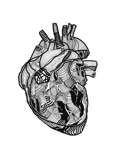 Double coeur, 2019 (bläck på papper) av Benoit Erwann Boucherot