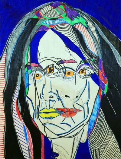 Surportrait : Fanie Demeule, 2019 (olja och akryl på träpanel) av Benoit Erwann Boucherot
