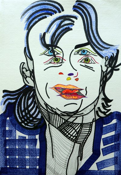 Surportrait : Fred Vargas, 2019 (akryl på papper) av Benoit Erwann Boucherot