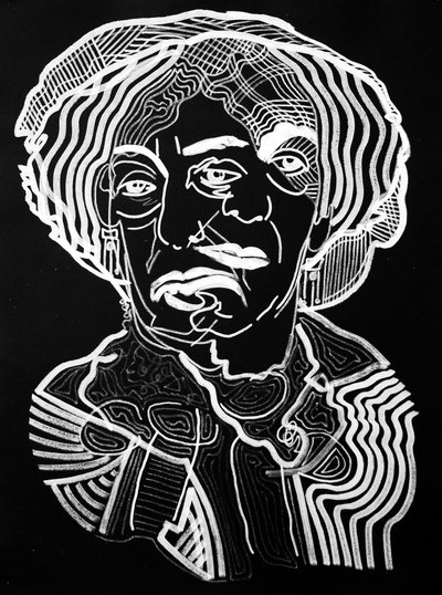 Surportrait : George Sand, 2019 (akryl på papper) av Benoit Erwann Boucherot