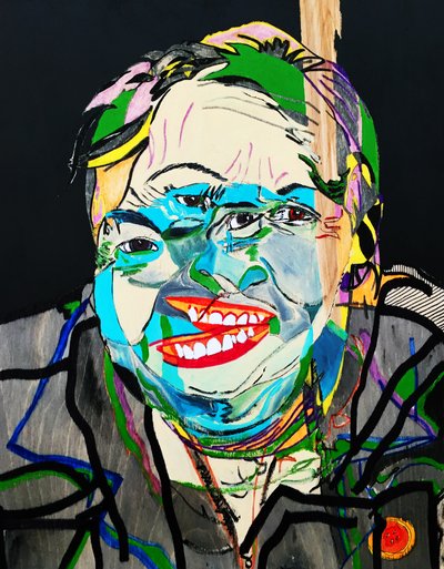 Surportrait : Joséphine Bacon 2, 2021 (olja och akryl på träpanel) av Benoit Erwann Boucherot