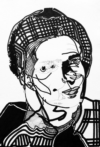 Surportrait: Simone de Beauvoir, 2019 (akryl på papper) av Benoit Erwann Boucherot