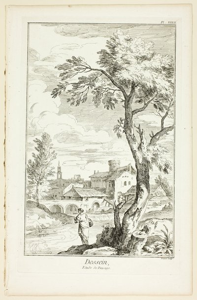 Design: Landscape Study, från Encyclopédie av Benoit Louis Prevost