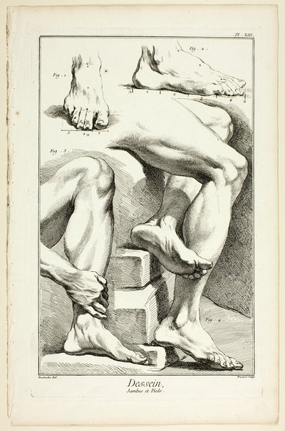Design: Ben och fötter, från Encyclopédie av Benoit Louis Prevost