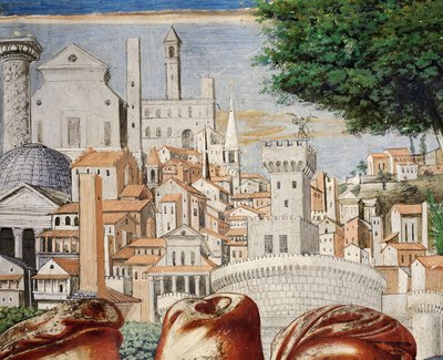 Arkitektur av staden Rom, detalj från Stories of St. Augustine av Benozzo di Lese di Sandro Gozzoli