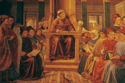 Augustinus undervisar i retorik i Rom av Benozzo di Lese di Sandro Gozzoli