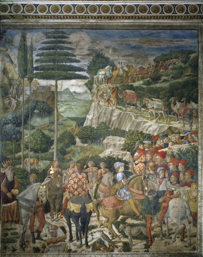 Procession av Magi med Julien de Medicis och Joseph II, patriark av Konstantinopel (fresk) av Benozzo di Lese di Sandro Gozzoli