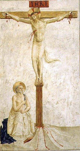 Korsfästelse med St. Dominic (fresk) av Benozzo di Lese di Sandro Gozzoli