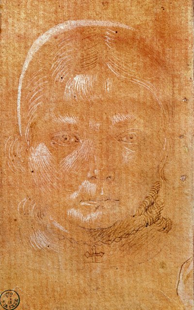 Huvud av en ung flicka (krita och bläck på papper) av Benozzo di Lese di Sandro Gozzoli