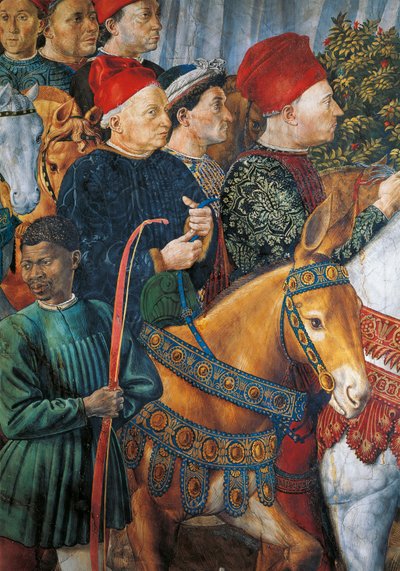 Italien, Florens, målad bild av Cosimo il Vecchio (Cosimo den äldre), detalj av Benozzo di Lese di Sandro Gozzoli