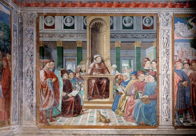 St Augustinus liv: St Augustinus undervisning i Rom (fresco av Benozzo di Lese di Sandro Gozzoli