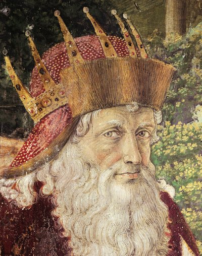 Magiernas procession av Benozzo Gozzoli (1420-1497), fresk. Detalj. Kapellet i Palazzo Medici Riccardi, Florens. av Benozzo di Lese di Sandro Gozzoli