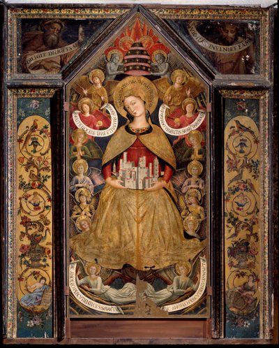 Jungfru av änglarna (olja på panel av Benozzo di Lese di Sandro Gozzoli