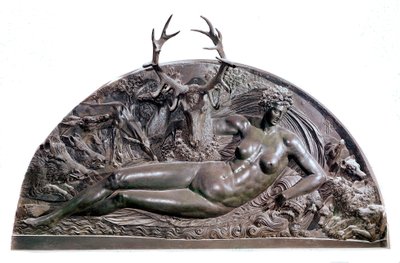 Nymfen från Fontainebleau Bas bronsrelief av Benvenuto Cellini (1500-1571) från slottet Anet. 1542 Dim. 409x205 cm Paris, Louvren av Benvenuto Cellini