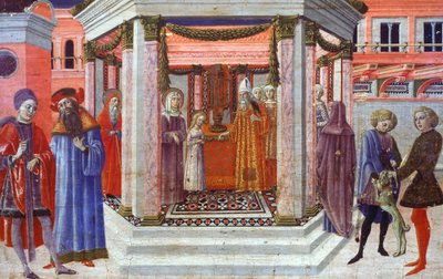 Presentation av Maria vid templet, detalj av predella av Benvenuto di Giovanni (1436-1518) av Benvenuto di Giovanni
