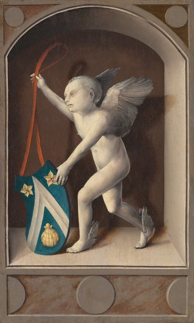 Putto med Arms of Jacques Coëne [omvänd], ca. 1513. av Bernaert van Orley